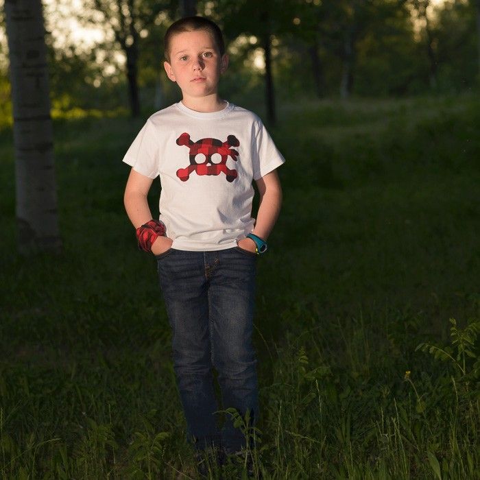 Camiseta calavera en tela de cachirulo