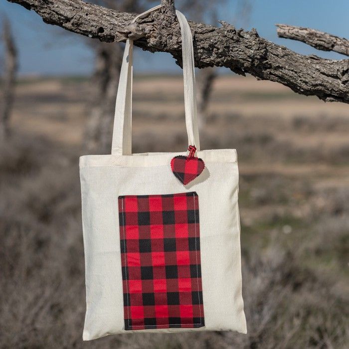 Bolsa de tela con bolsillo exterior tela de cachirulo