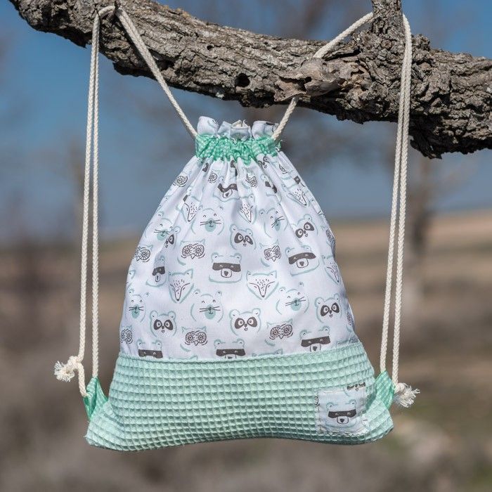 Mochila infantil de tela Animalitos Mint