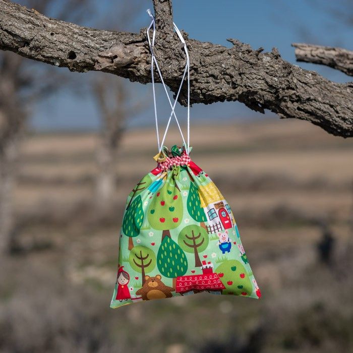 Bolsa de merienda de tela cuentos infantiles