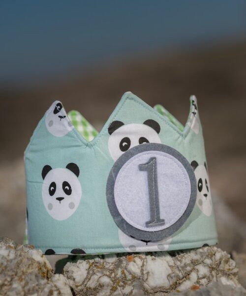 Corona de cumpleaños Pandas en tonos verdes