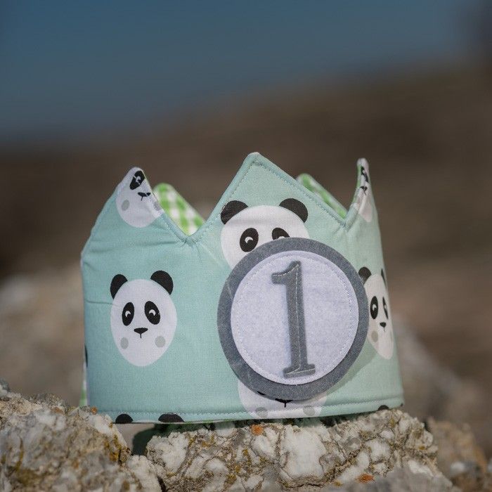 Corona de cumpleaños Pandas en tonos verdes