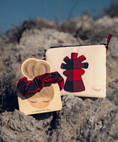 Conjunto de monedero y coletero | Virgen del Pilar en patchwork