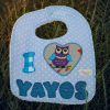 Babero infantil artesanal I ❤️ YAYOS con corazón y búho.
