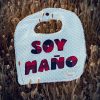 Babero infantil artesanal SOY MAÑO® verde agua con aplicación en tela de cachirulo.