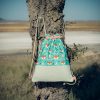 Mochila infantil grande de tela con estampado de zorritos del bosque hecha a mano.