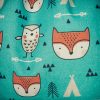 Mochila infantil grande de tela con estampado de zorritos del bosque hecha a mano.