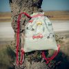 Mochila infantil grande de tela con estampado de vehículos de emergencia hecha a mano.